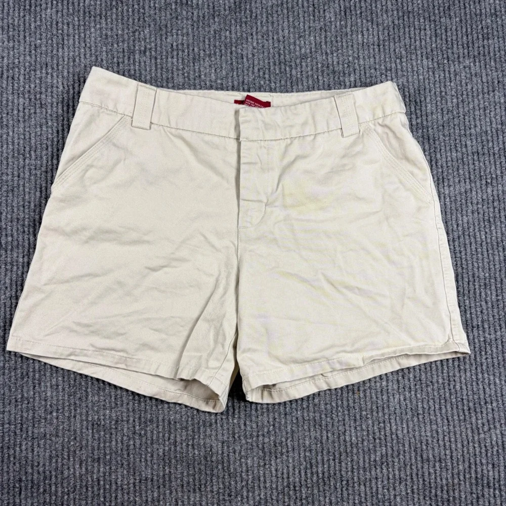 Merona Shorts Womens 6 Khaki Chino‎  Beige Cotton Casual Summer Flat Front
